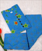 Blue Coloured Cotton Block Print Kurti Set